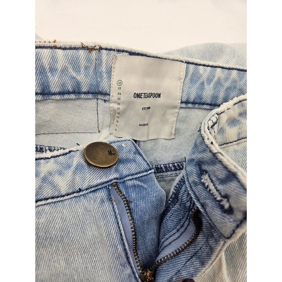 New One Teaspoon Streetwalkers Jeans Womens 22 Florence Light Blue High Waist - Picture 5 of 7